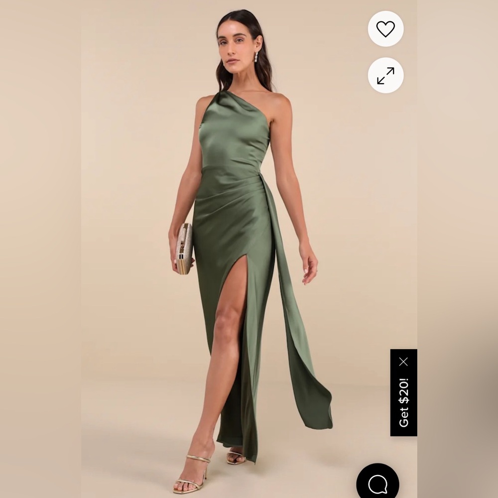 Lulu's Olive One-Shoulder Gown